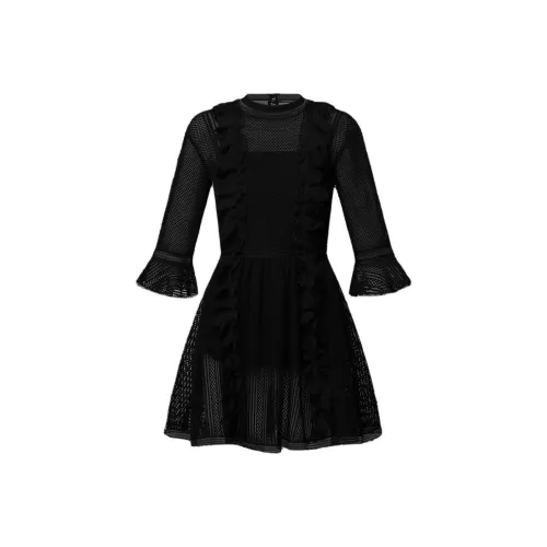 LOUIS VUITTON Короткое платье с короткими рукавами женское черное