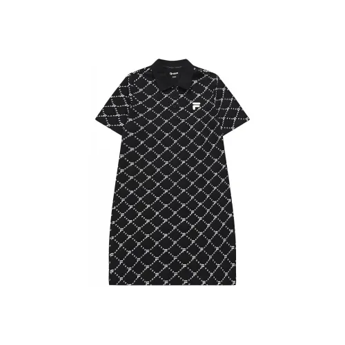 FILA FUSION FOB Series Короткий рукав Платье Женское Глубокий черный