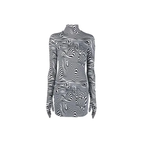 Vetements Черное/Белое Женское Длинное Платье с Рукавами