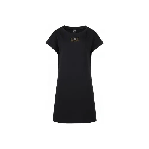 EMPORIO ARMANI EA7 SS24 Короткий рукав Платье Женское Черное