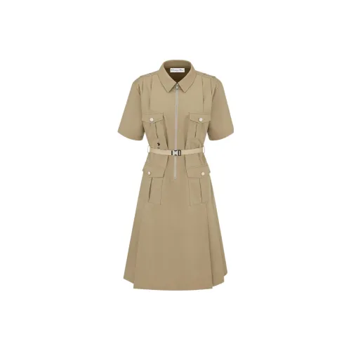 DIOR Бежевые Женские Короткие Платья с Рукавами