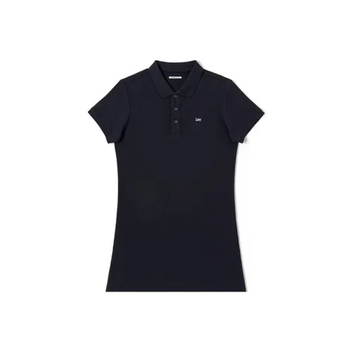 Ли совместный модель Короткий рукав Платье Женское Черное