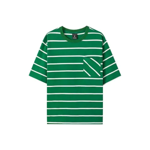 Skechers T-Shirt Мужской Зеленый Полосы 062H