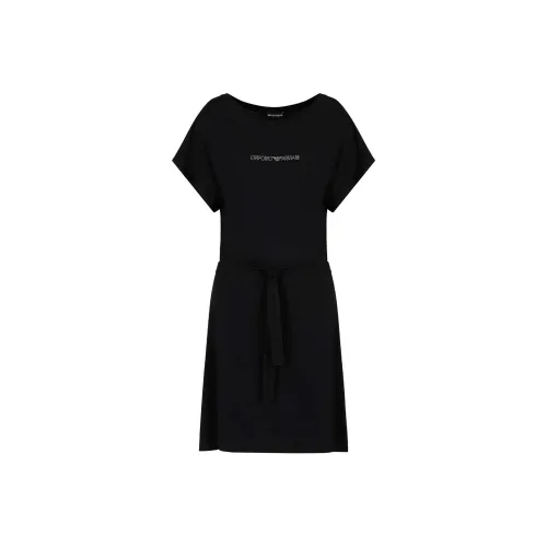 EMPORIO ARMANI Короткое платье с короткими рукавами женское черное