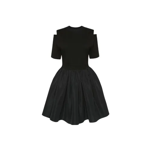 Alexander McQueen Black Женские Короткие Платья с Рукавами