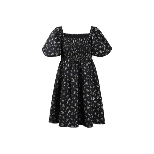 THE SEA LIFE Короткое платье с короткими рукавами женское черное маг