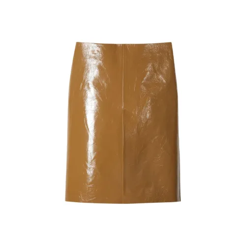 GUCCI Кожа Длинная Юбка Женская Светло-Коричневая