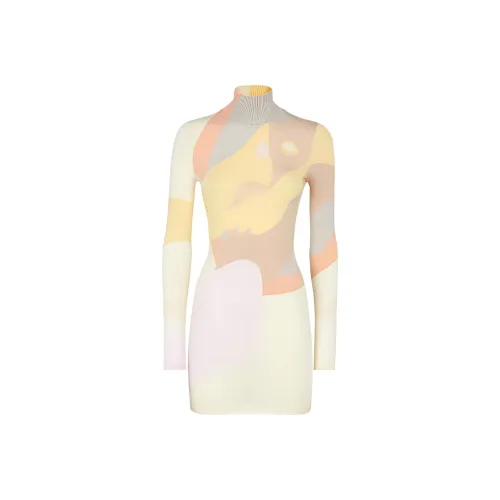 FENDI SS22 Длинное платье с длинными рукавами женское многоцветное