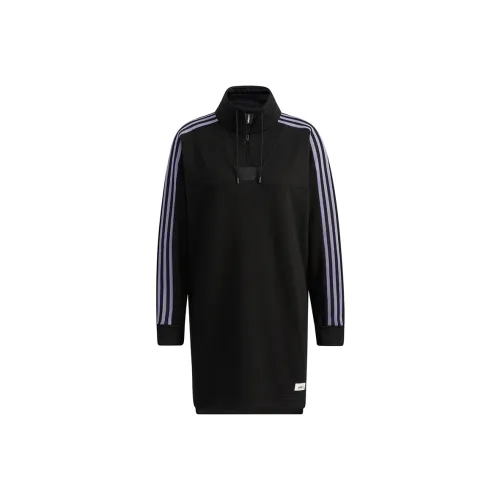 ADIDAS NEO Черное Женское Длинное Платье с Рукавами