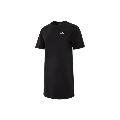 PUMA Черное Женское Короткое Платье с Рукавами