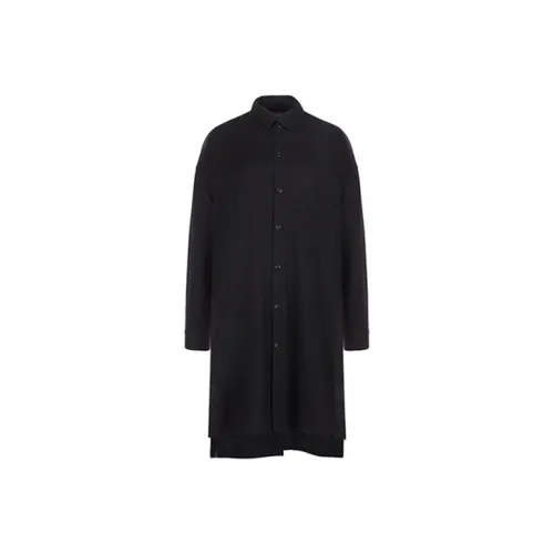 Yohji Yamamoto Черные Женские Длинные Платья с Длинными Рукавами