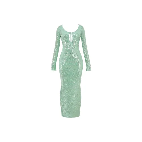 HOUSE OF CB TITANIA Длинное платье с длинными рукавами Женское SEAFOAM Seafoam Зеленый