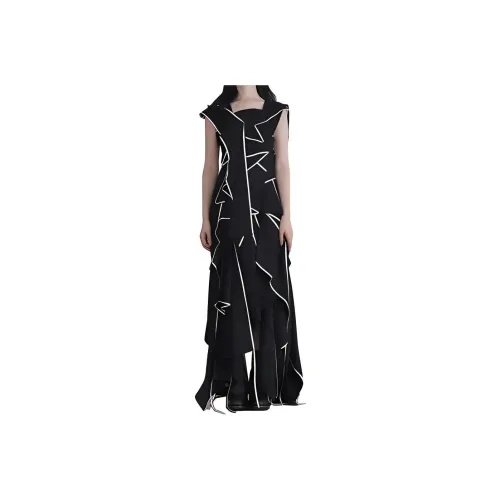 Yohji Yamamoto Черные Женские Платья без Рукавов
