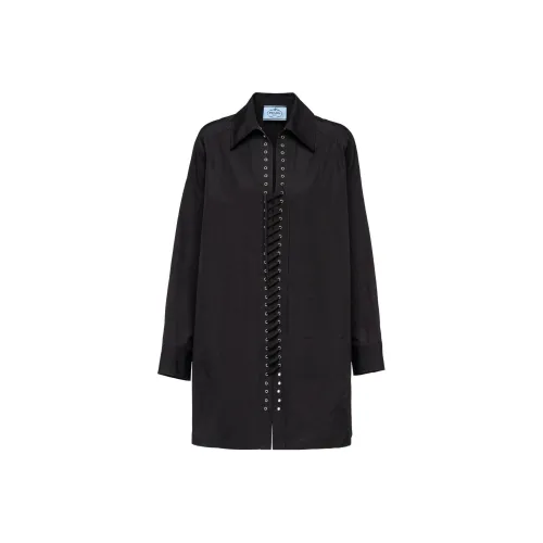 PRADA Черное Женское Длинное Платье с Рукавами