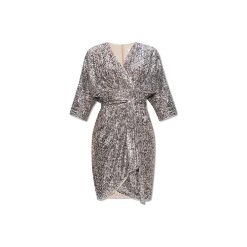 DVF Diane Von Furstenberg Короткое платье с короткими рукавами цвет женский серебряный