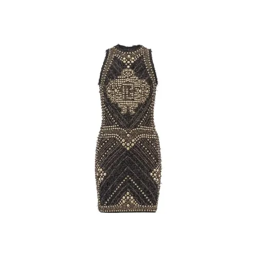 BALMAIN Черное женское платье без рукавов