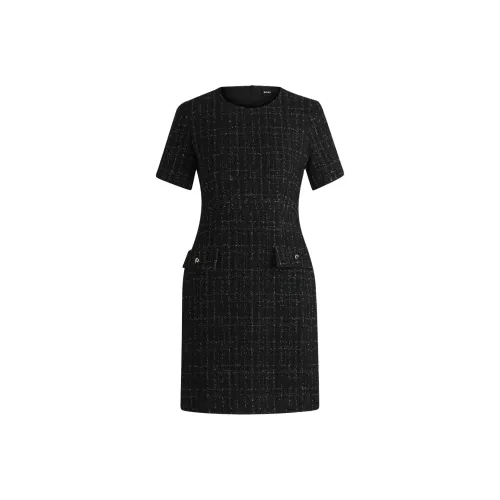 HUGO BOSS Черное Женское Короткое Платье с Рукавами