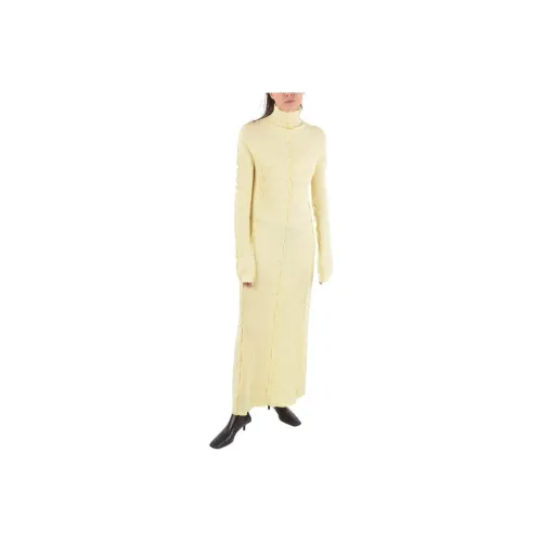 JIL SANDER Желтое Женское Длинное Платье с Рукавами