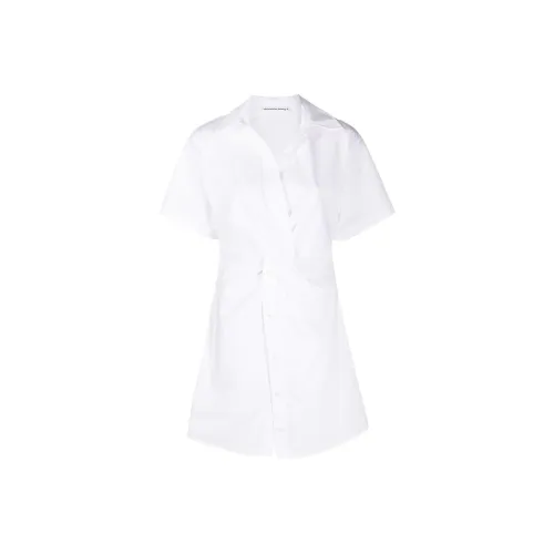 alexander wang Белое Женское Короткое Платье с Рукавами