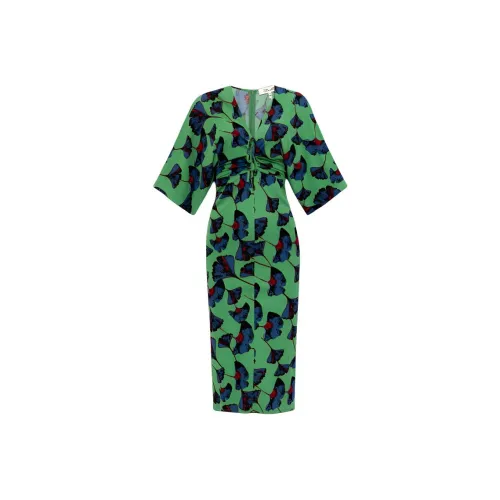 DVF Diane Von Furstenberg Короткое платье с короткими рукавами женское зеленое