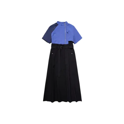 UNITED TOKYO Blue Женские Короткие Платья с Рукавами