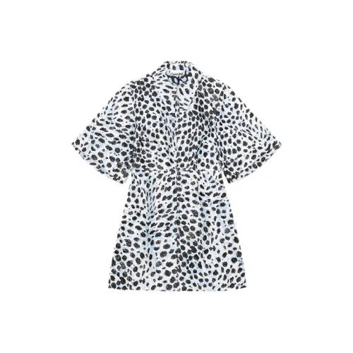 GANNI Blue Женские Короткие Платья с Рукавами