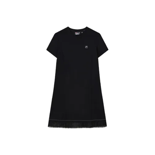 FILA Черное Женское Короткое Платье с Рукавами