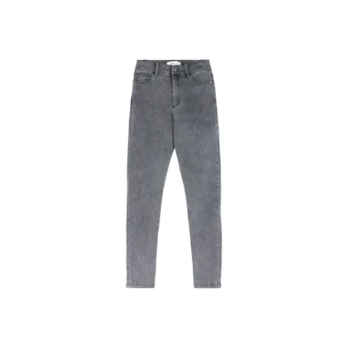 Leather Cat Серый Женские Джинсы