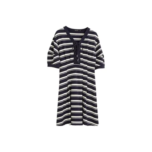 ELLE Короткий рукав Платье Женское Черное