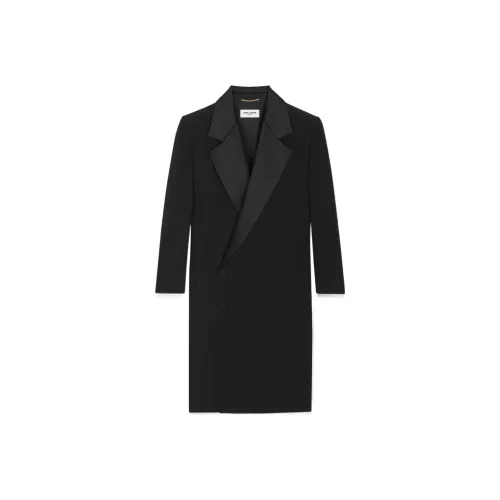 SAINT LAURENT SS22 Длинное платье с длинными рукавами женское черное