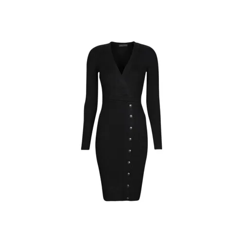 GUESS Длинное платье с длинными рукавами женское черное