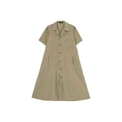 Yohji Yamamoto Светло-янтарный Женские Короткие Платья с Короткими Рукавами