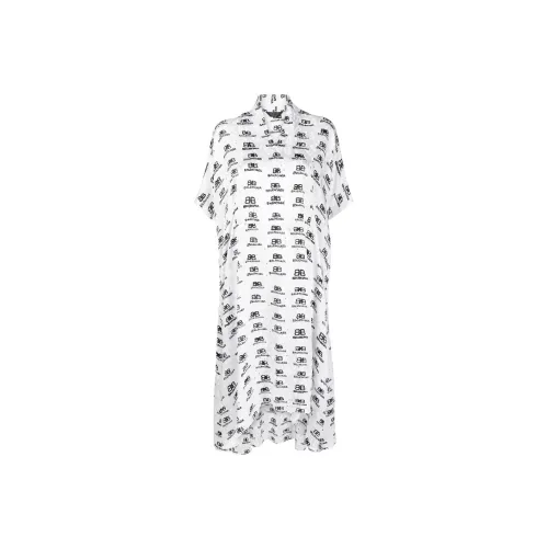 BALENCIAGA Белое Женское Короткое Платье с Рукавами