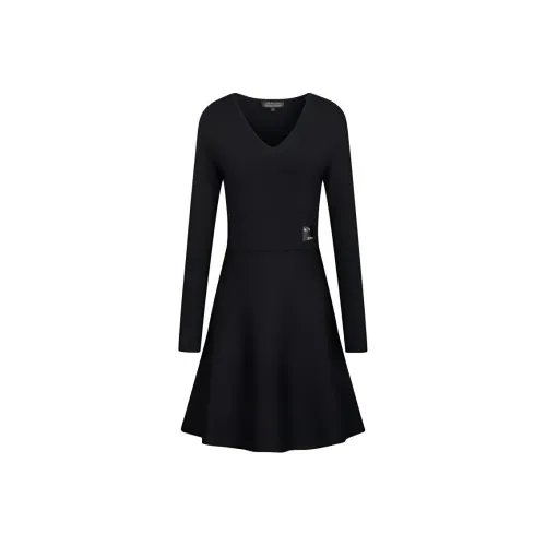 ARMANI EXCHANGEAE FW22 Длинное платье с длинными рукавами женское черное