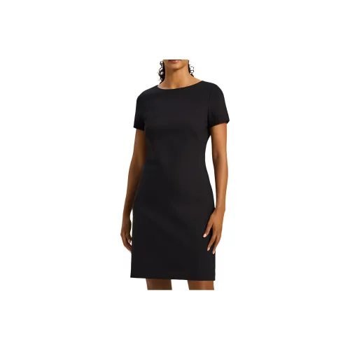 Theory Черное Женское Короткое Платье с Рукавами