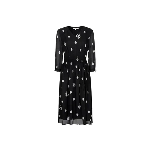 JZ. ANNAKRO Длинное платье с длинными рукавами женское цветочный черный