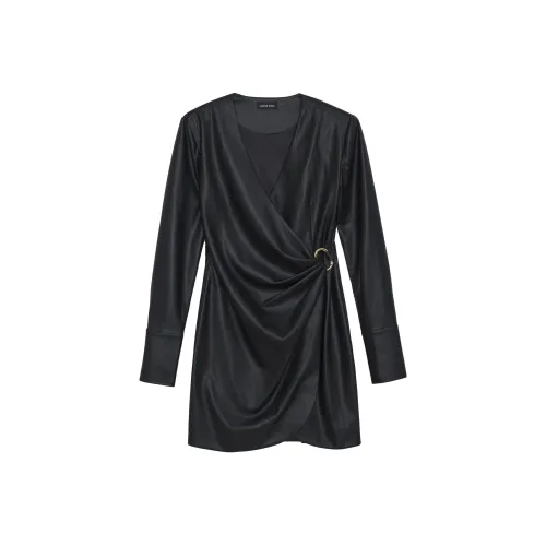 Anine Bing Длинное платье с длинными рукавами женское черное