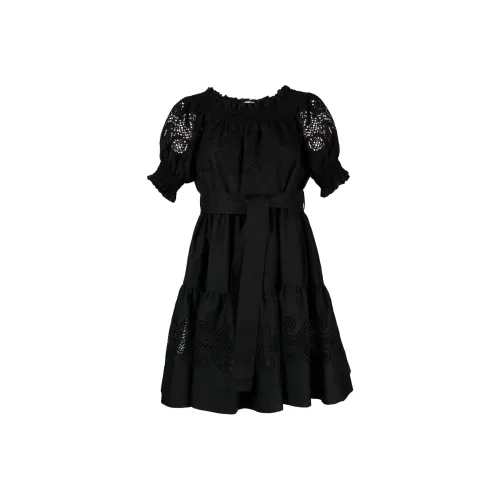 PAROSH Черные Женские Короткие Платья с Рукавами