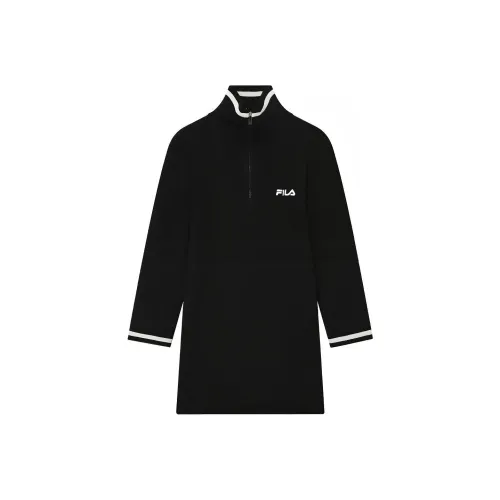 FILA Глубокий черный Женские Длинные Платья с рукавами