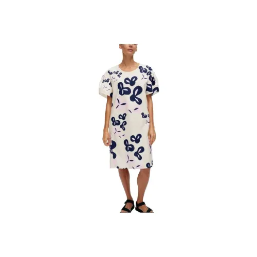 MARIMEKKO Фиолетовые Женские Платья с Коротким Рукавом