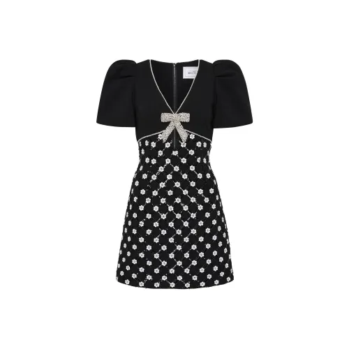 REBECCA VALLANCE FW24 Короткое платье с короткими рукавами женское черное