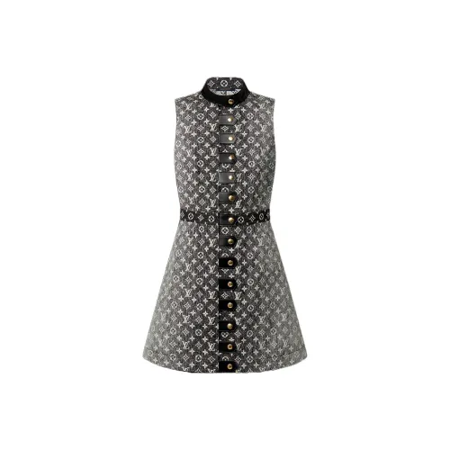 LOUIS VUITTON SS23 Без рукавов Платье Женское Серый Черный