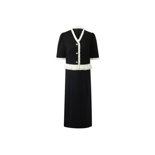 GOELIA Короткий рукав Платье Женское Черное