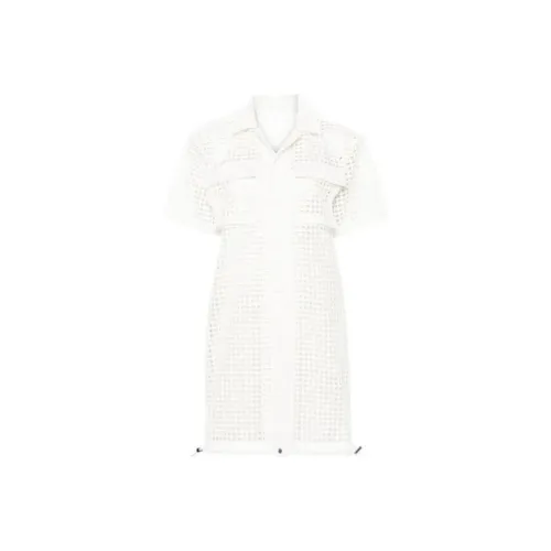 Sacai совместное брендирование Короткое платье с короткими рукавами Женское белое