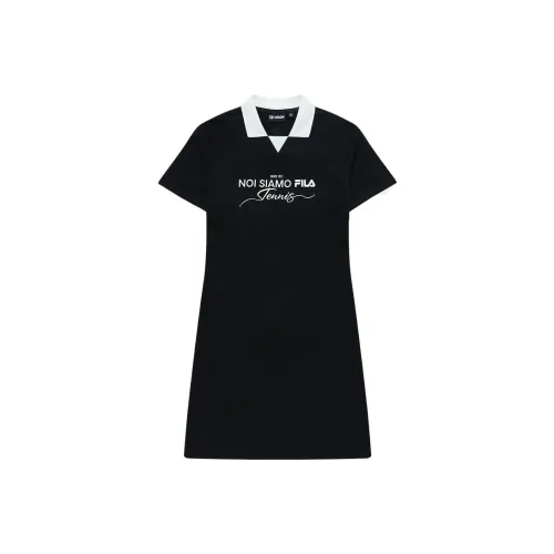 FILA FUSION Короткий рукав Платье Женское Темно-черное