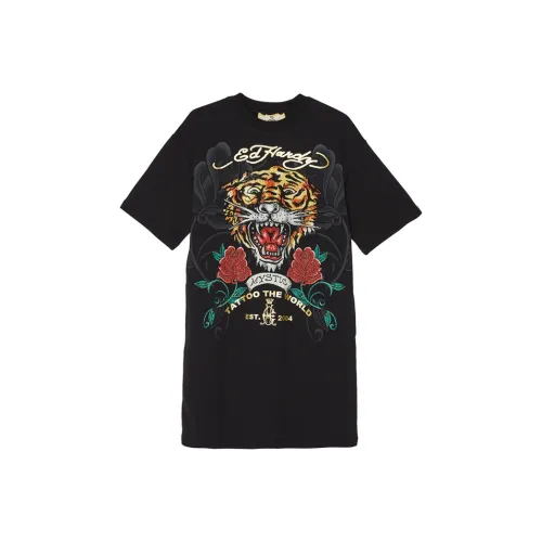 Ed Hardy Черный E1OCW046 Черный Женские Короткие Платья с Рукавами