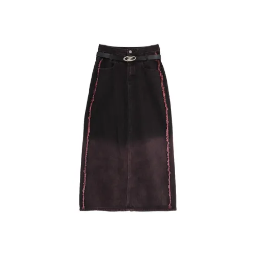 SETIROM Розово-красные женские джинсовые длинные юбки