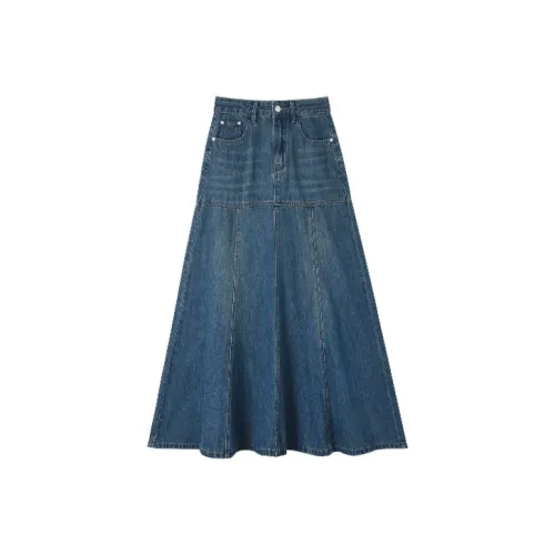 HIPPIEMISS Винтажные синие женские джинсовые длинные юбки