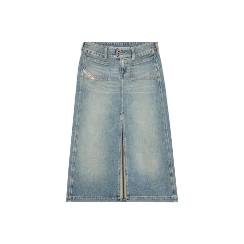 DIESEL SS24 Denim Long Skirt Women's Light Blue