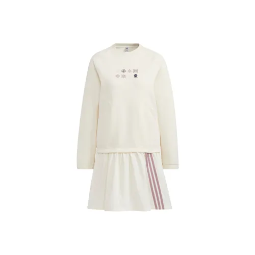 ADIDAS NEO Белое Женское Длинное Платье с Рукавами